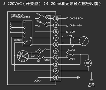 220VAC開關型<a href='http://pllemiao.cn/Product/diefa/diandongdiefa/' target='_blank'>電動<a href='http://pllemiao.cn/Product/diefa/' target='_blank'>蝶閥</a></a>接線圖