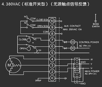 380VAC標準開關型<a href='http://pllemiao.cn/Product/diefa/diandongdiefa/' target='_blank'>電動<a href='http://pllemiao.cn/Product/diefa/' target='_blank'>蝶閥</a></a>接線圖